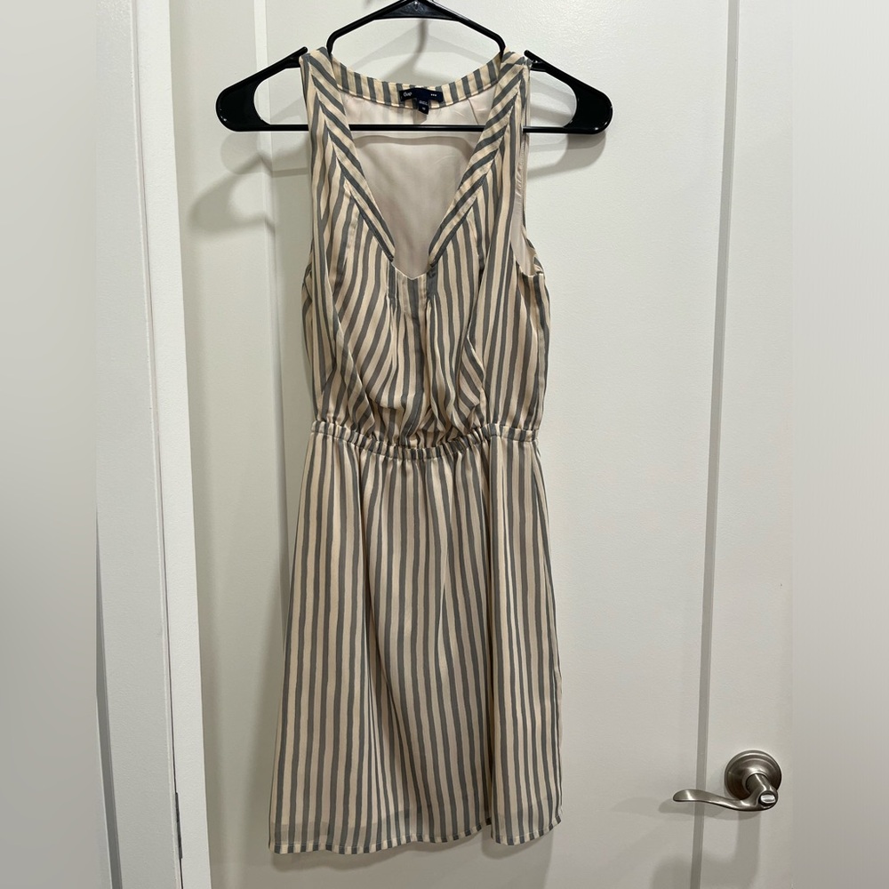 GAP blue and cream white striped dress